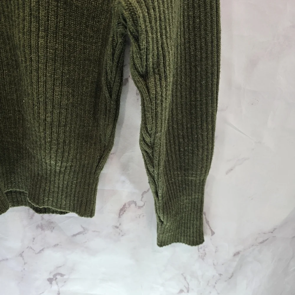 Vintage Wool Sweater Mens S 36 Green Shoulder Elbow Commando Military Tactical